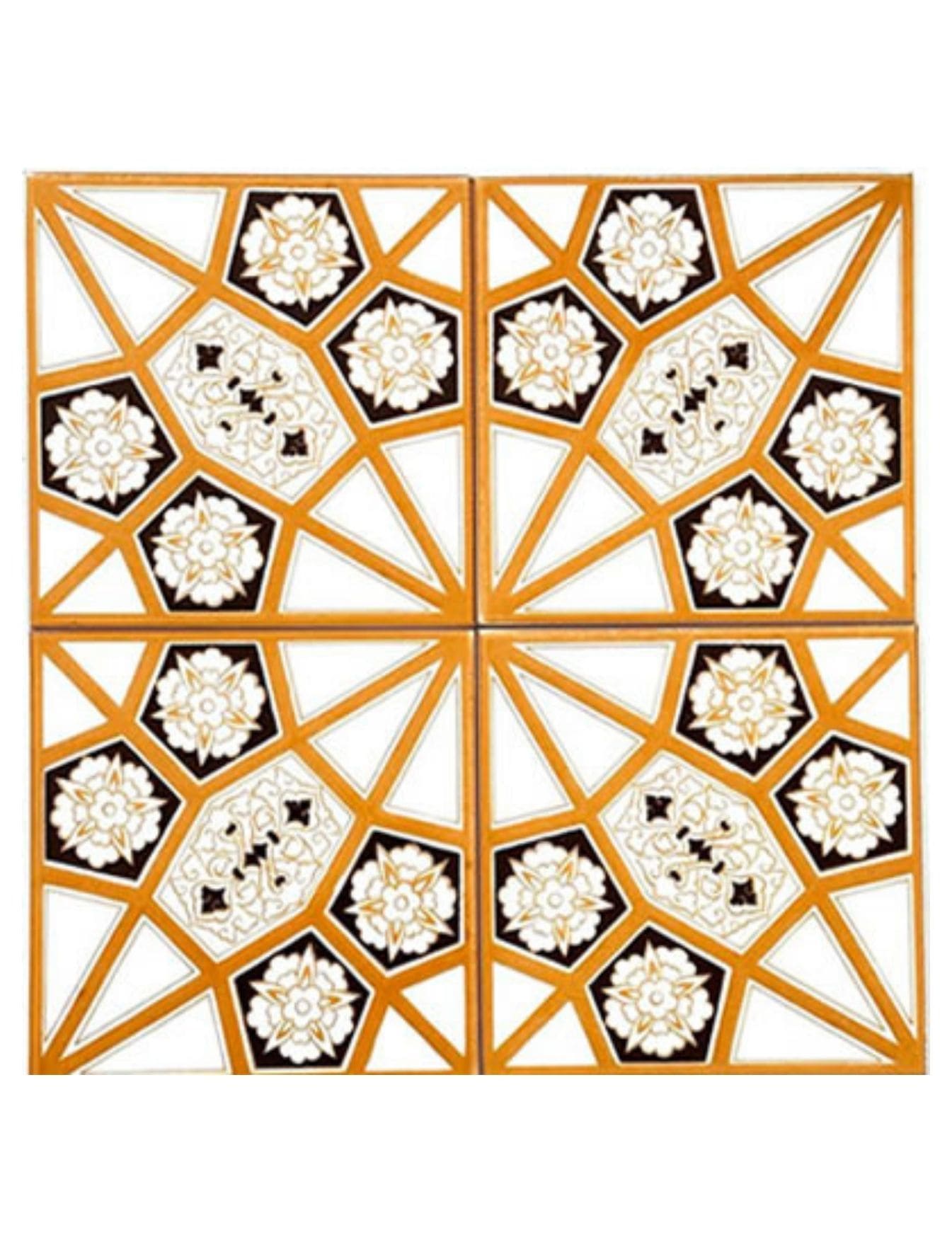 Çini Seramik Karo 20x20 -13, Cami Duvar Çini Sarı Geometri, Kütahya Çini Dekor,