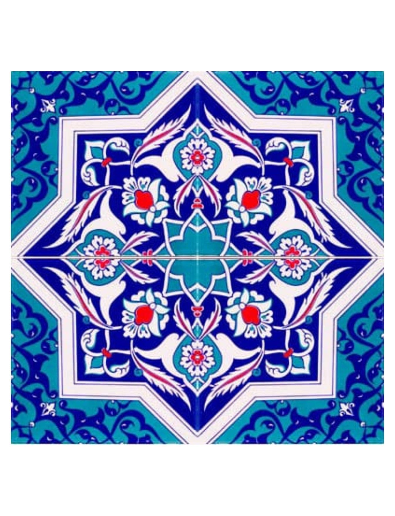 Çini Seramik Karo 20x20 -26, Hamam Çini 20X20 Geometri, Mosque Tiles Design, Kütahya Çini Dekor,