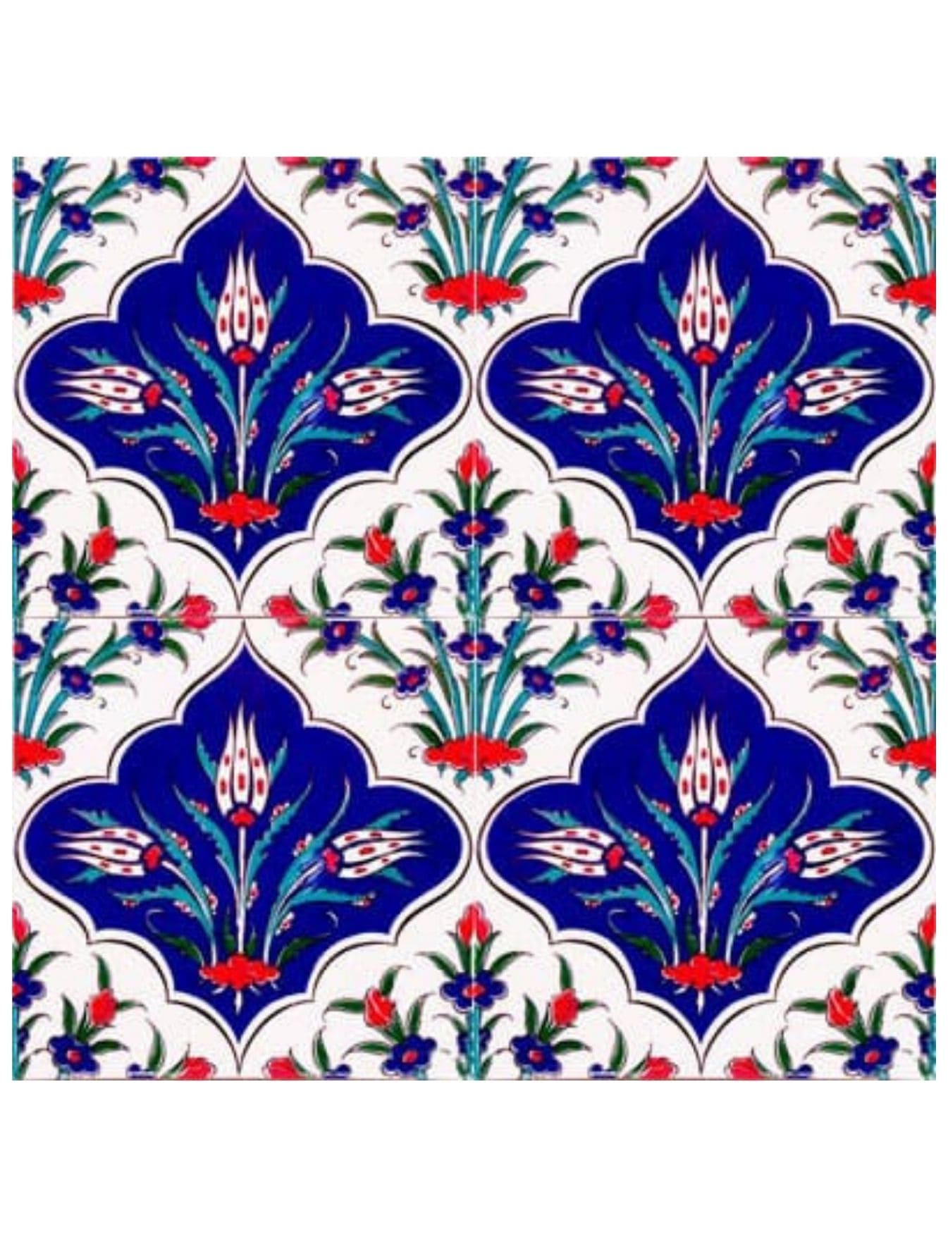 Çini Karo Seramik 20x20 -29, Cami Çinileri Lacivert, İslamic Tiles, Kütahya Çini Dekor,